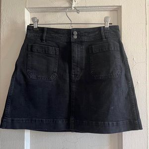 Black denim madewell mini skirt.
